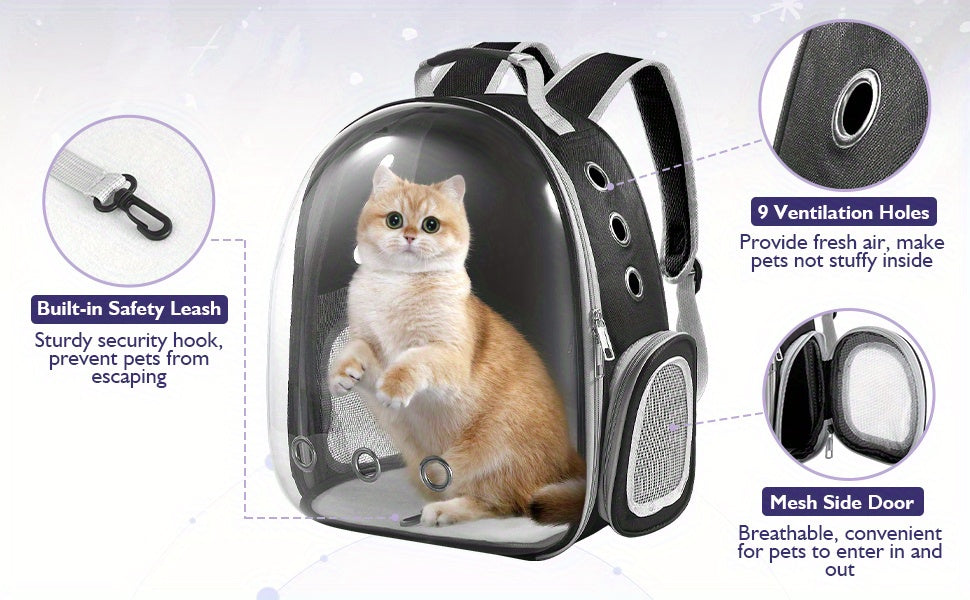 Backpack Carrier/ Bubble Carrying Bag for Small Medium Dogs Cats, Transparent Cat Space Capsule, Breathable Cat/ Dog Travel Bag