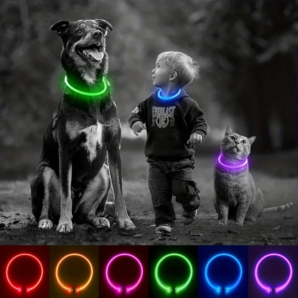 Pet Dog LED Light Collar Luminous Rechargeable Dog Necklace Collar