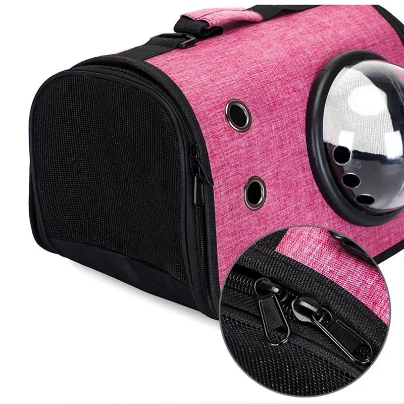 Cat Carrier Foldable Breathable Mesh Airline Approved Pet Backpack with Transparent Window for Small Dogs Cats Travel Outdoor