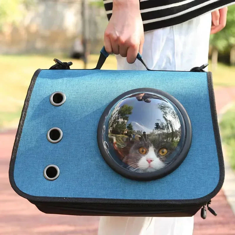 Cat Carrier Foldable Breathable Mesh Airline Approved Pet Backpack with Transparent Window for Small Dogs Cats Travel Outdoor