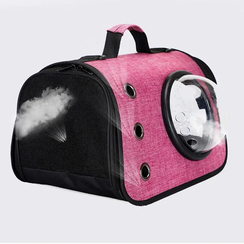 Cat Carrier Foldable Breathable Mesh Airline Approved Pet Backpack with Transparent Window for Small Dogs Cats Travel Outdoor