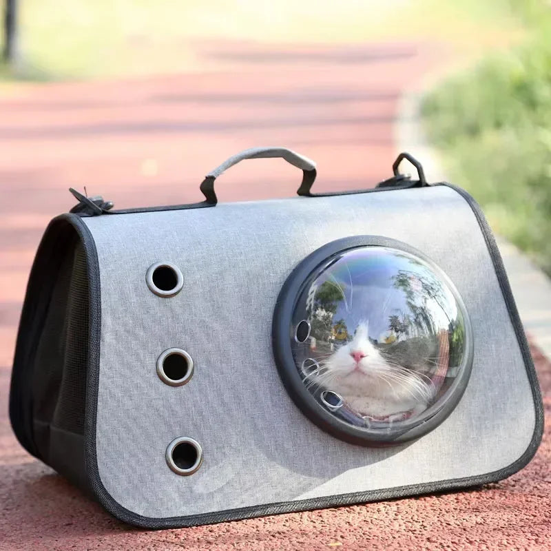 Cat Carrier Foldable Breathable Mesh Airline Approved Pet Backpack with Transparent Window for Small Dogs Cats Travel Outdoor