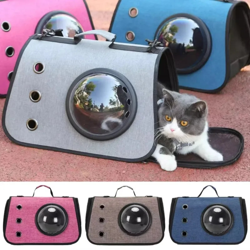 Cat Carrier Foldable Breathable Mesh Airline Approved Pet Backpack with Transparent Window for Small Dogs Cats Travel Outdoor