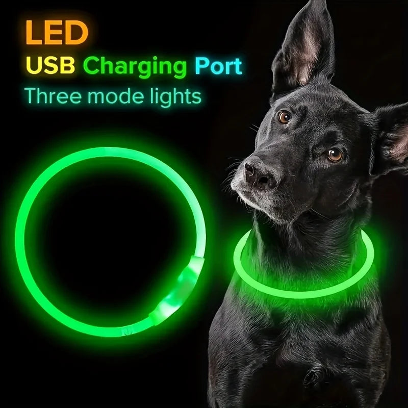 Pet Dog LED Light Collar Luminous Rechargeable Dog Necklace Collar