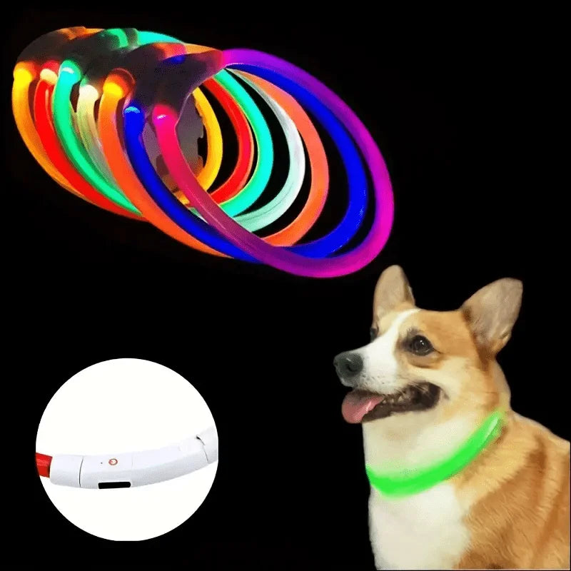 Pet Dog LED Light Collar Luminous Rechargeable Dog Necklace Collar