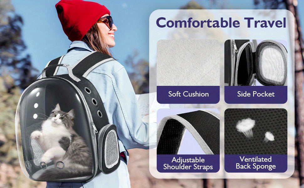 Backpack Carrier/ Bubble Carrying Bag for Small Medium Dogs Cats, Transparent Cat Space Capsule, Breathable Cat/ Dog Travel Bag