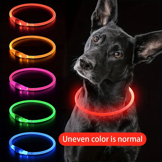 Pet Dog LED Light Collar Luminous Rechargeable Dog Necklace Collar
